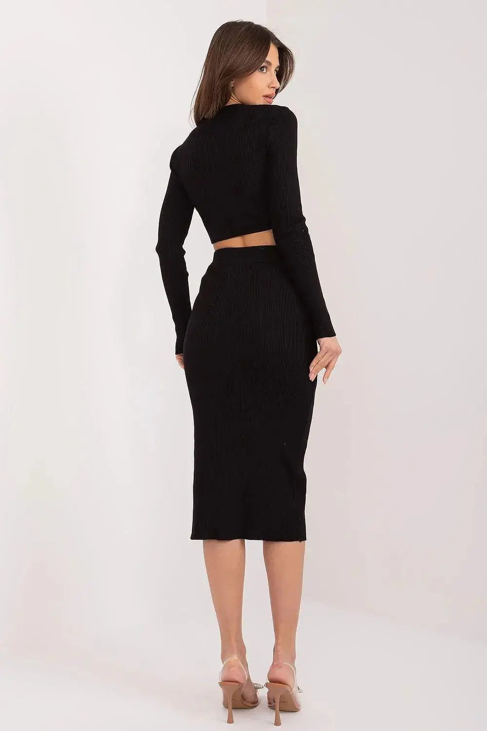 Factory Price long-sleeved sweater and midi skirt  Adomoo