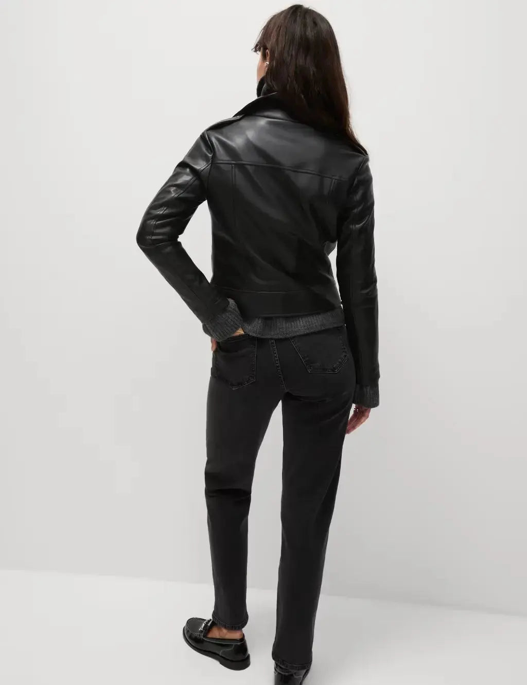 Faux Leather Biker Jacket  Adomoo