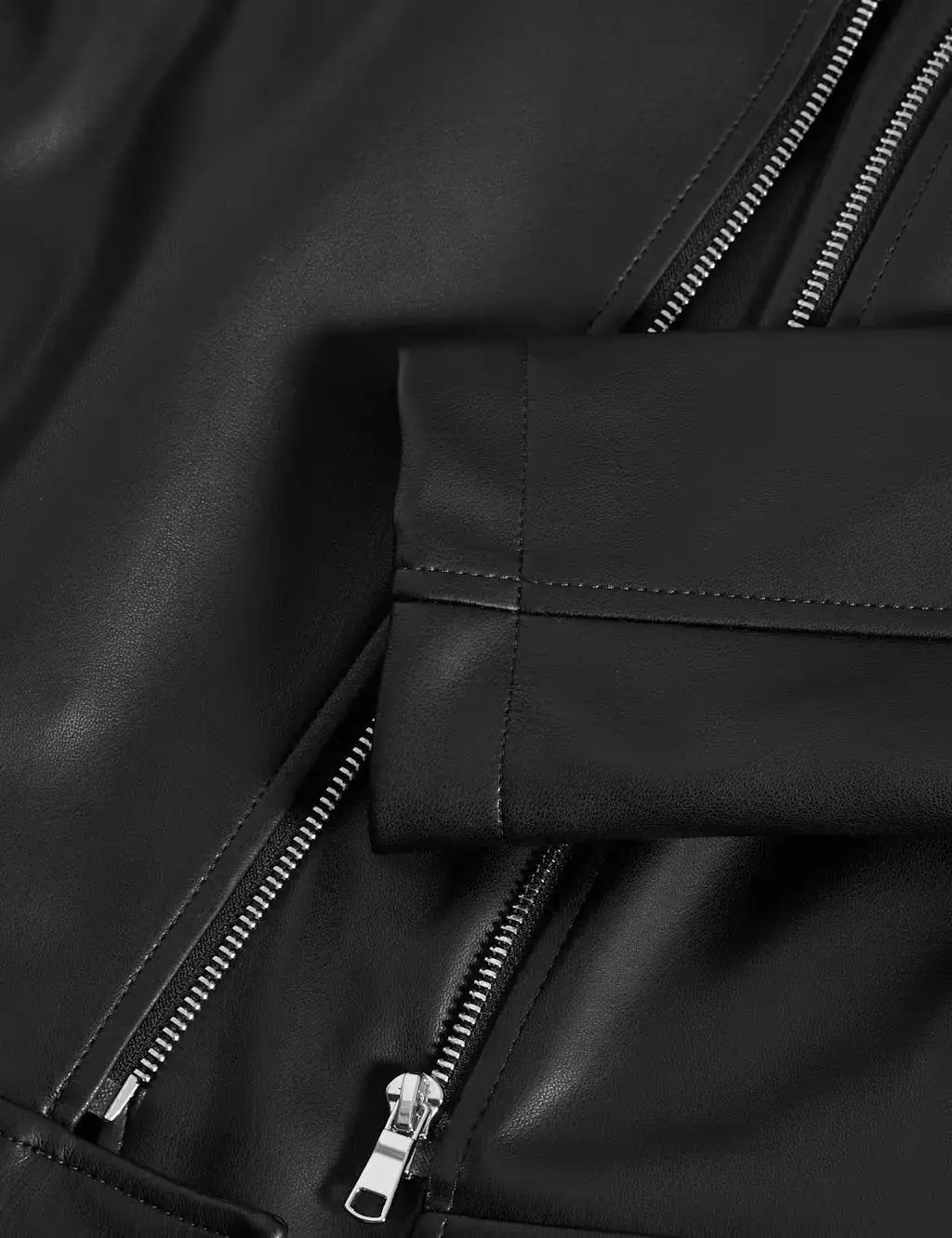 Faux Leather Biker Jacket  Adomoo