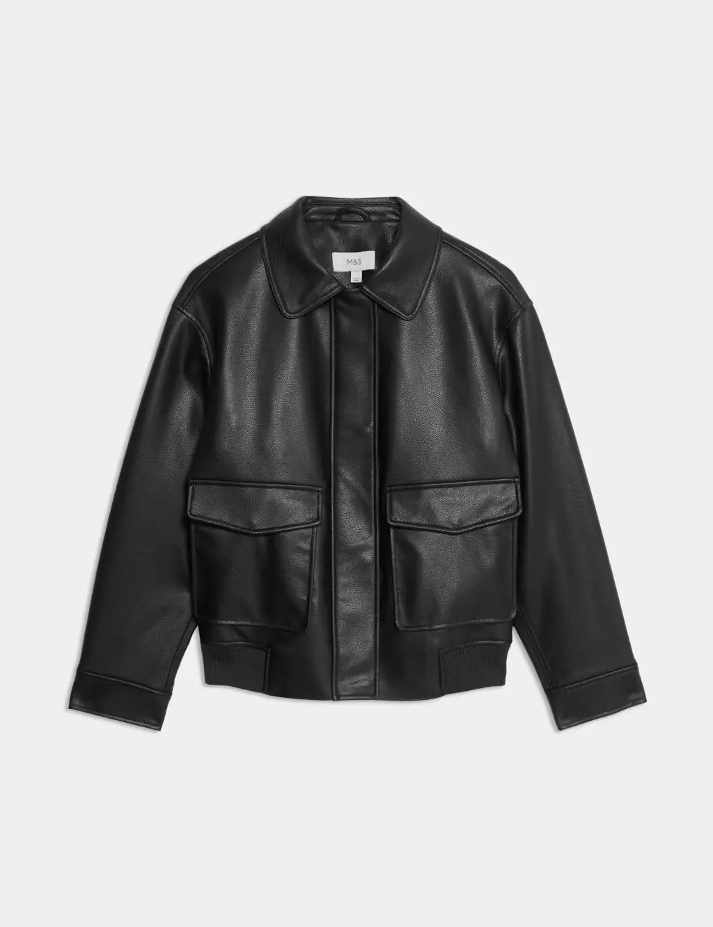 Faux Leather Relaxed Fit Jacket  Adomoo
