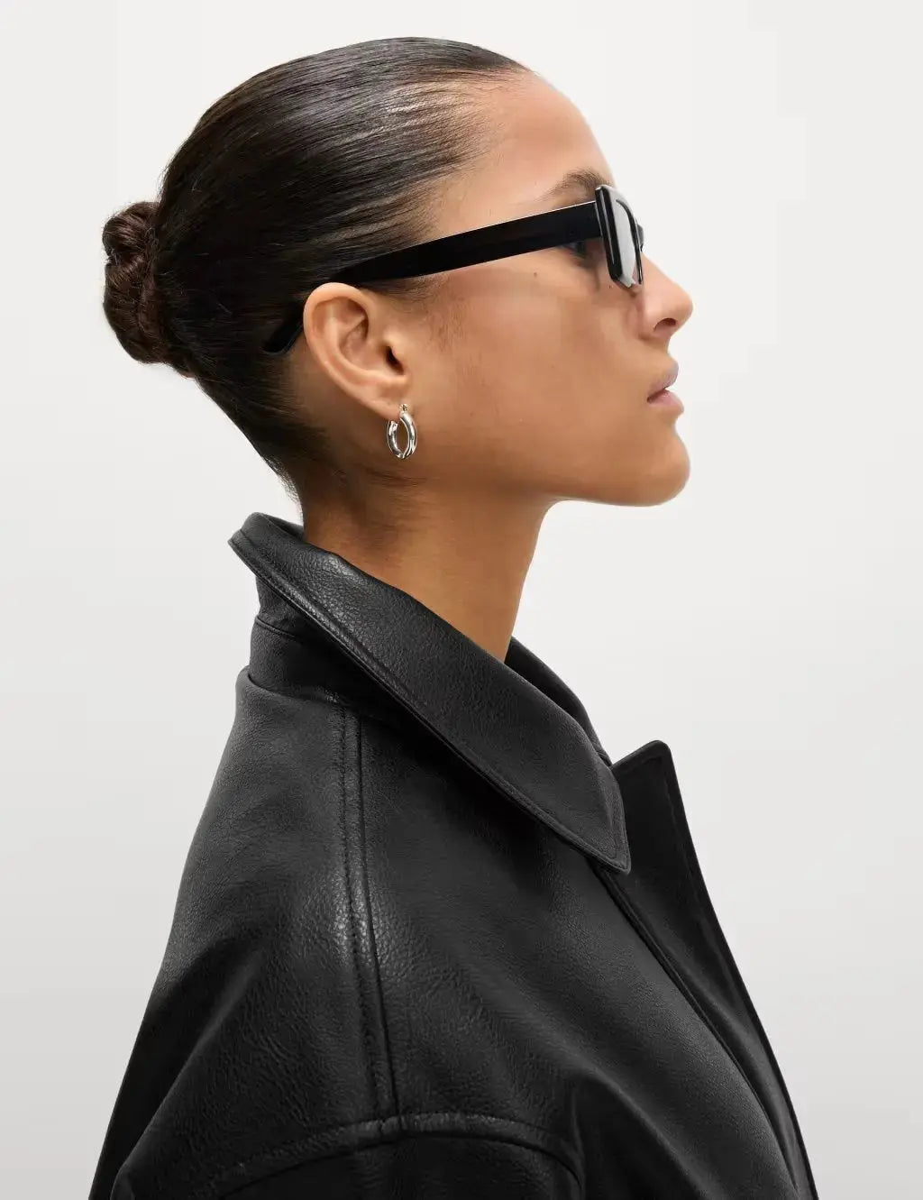 Faux Leather Relaxed Fit Jacket  Adomoo