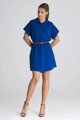 Figl Loose-Fit Daydress with Collar and Short Sleeves  Adomoo