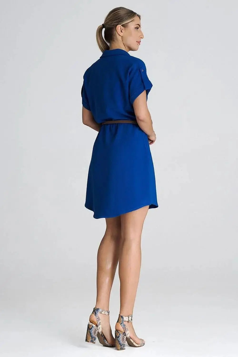 Figl Loose-Fit Daydress with Collar and Short Sleeves  Adomoo