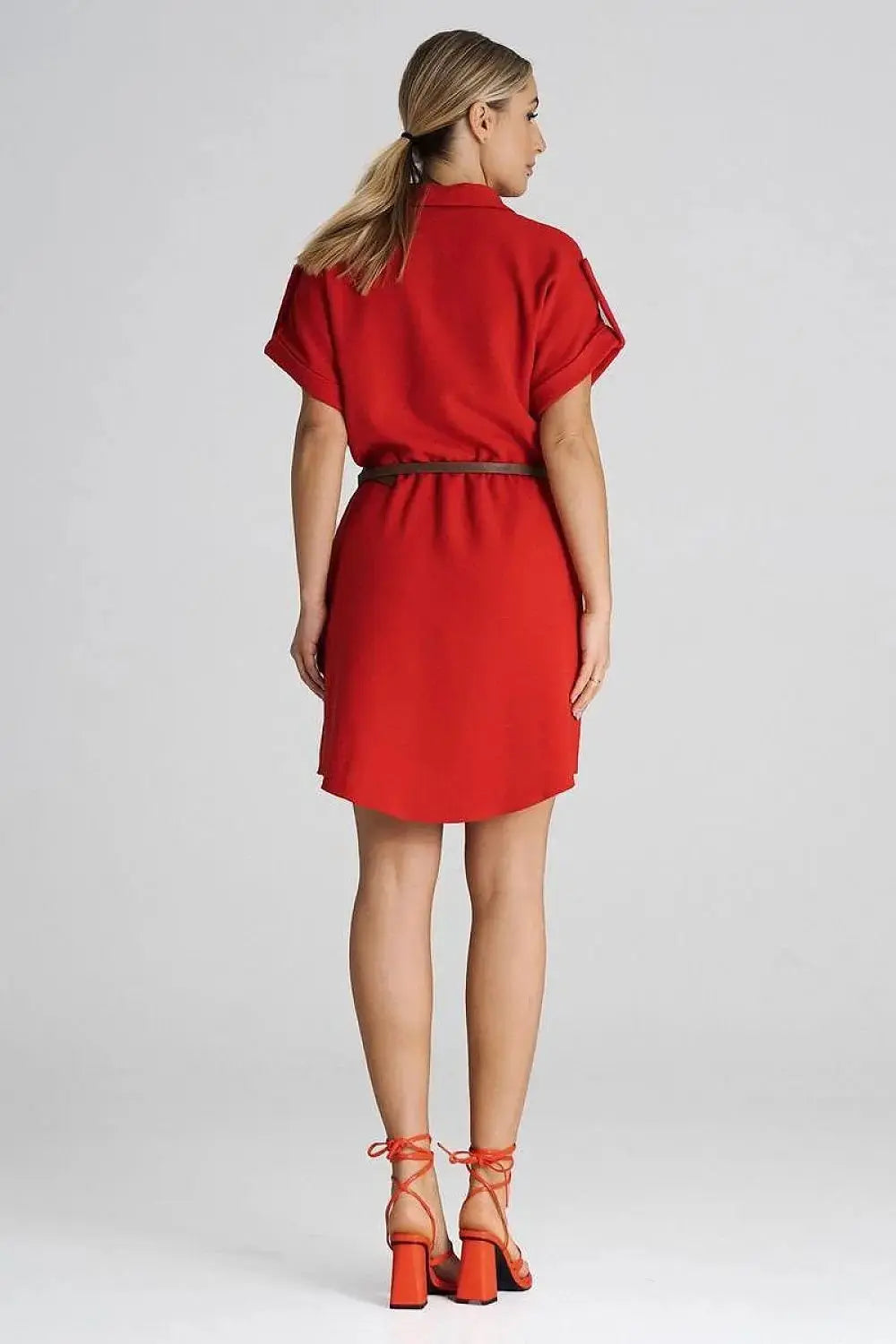 Figl Loose-Fit Daydress with Collar and Short Sleeves  Adomoo