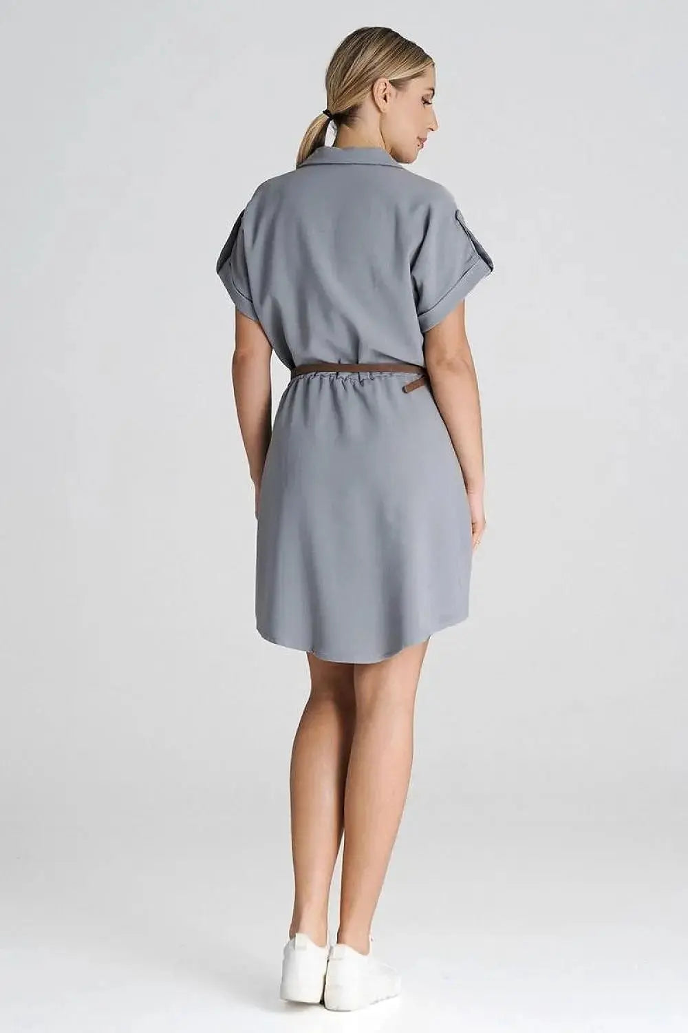 Figl Loose-Fit Daydress with Collar and Short Sleeves  Adomoo