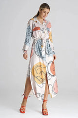 Figl Maxi Shirt Daydress with Collar  Adomoo