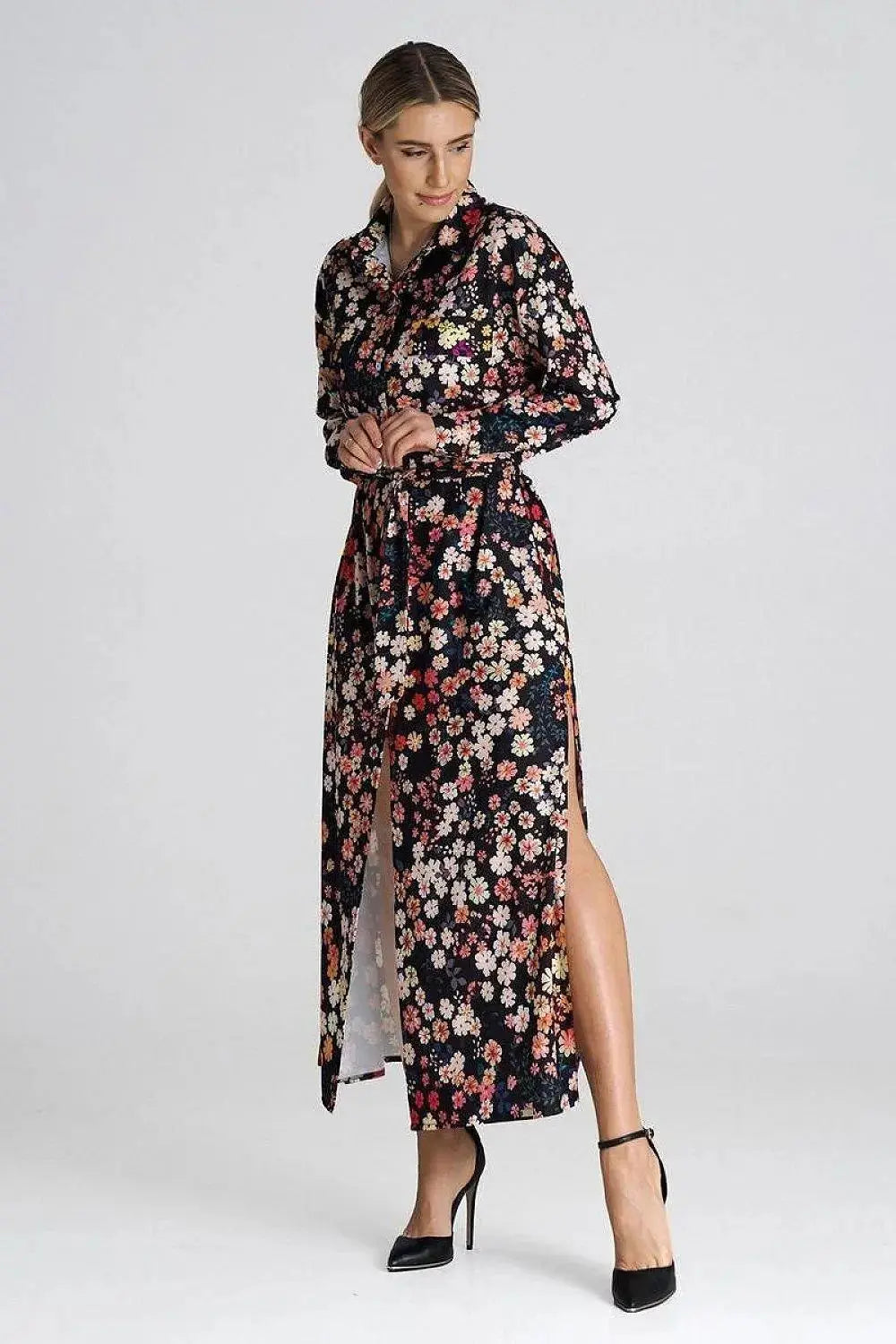 Figl Maxi Shirt Daydress with Collar  Adomoo