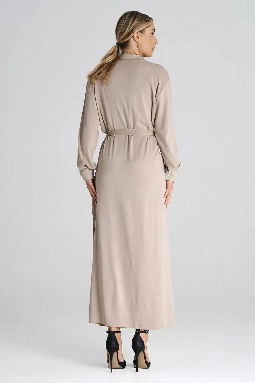 Figl Maxi Shirt Daydress with Collar  Adomoo