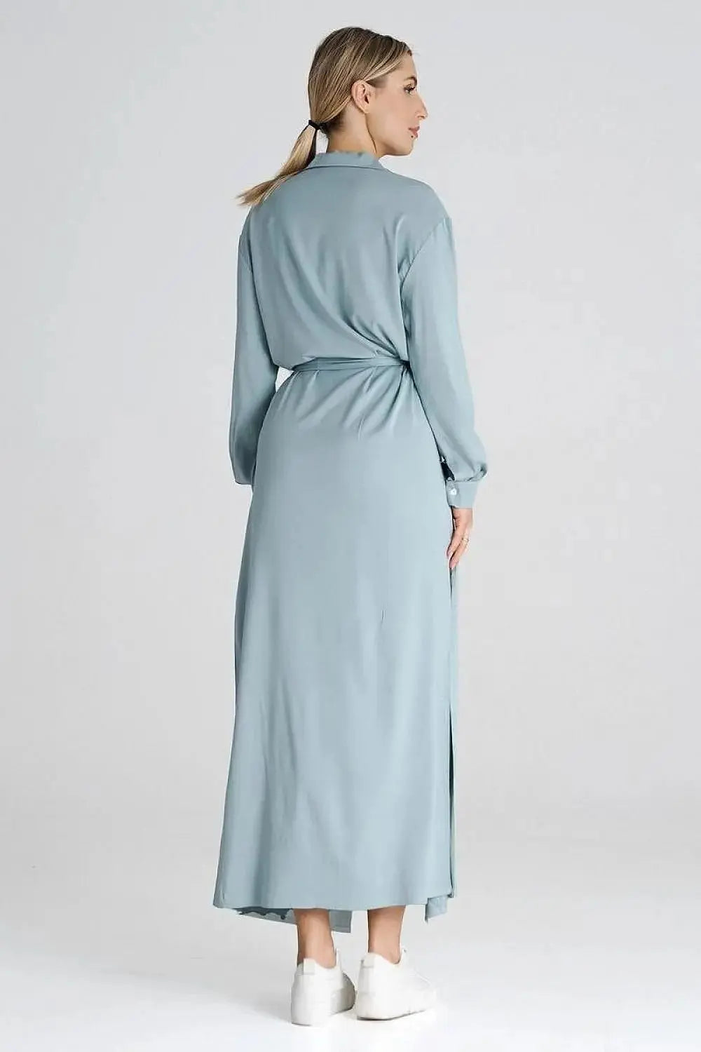 Figl Maxi Shirt Daydress with Collar  Adomoo