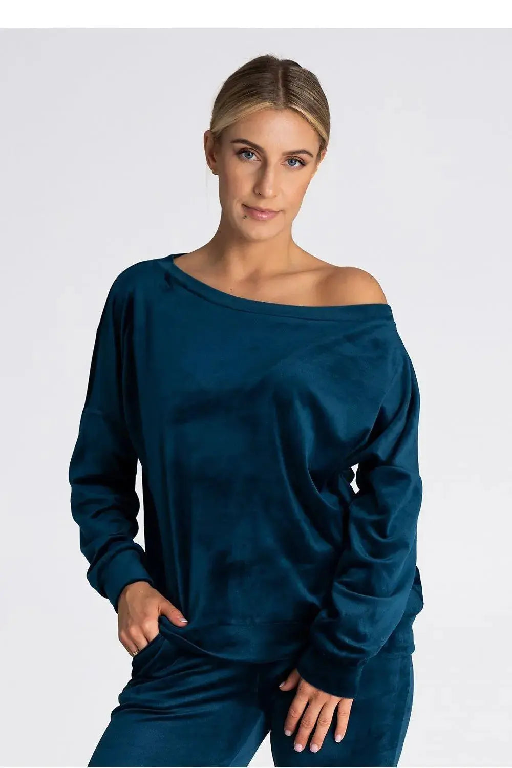 Figl boat neckline oversized blouse  Adomoo