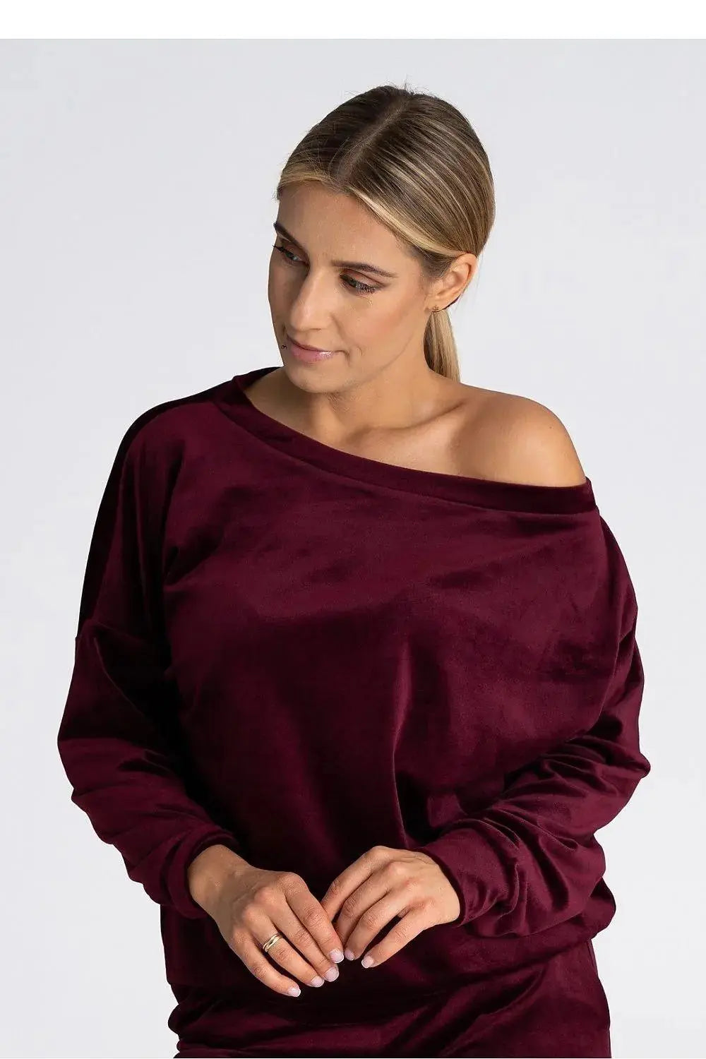 Figl boat neckline oversized blouse  Adomoo