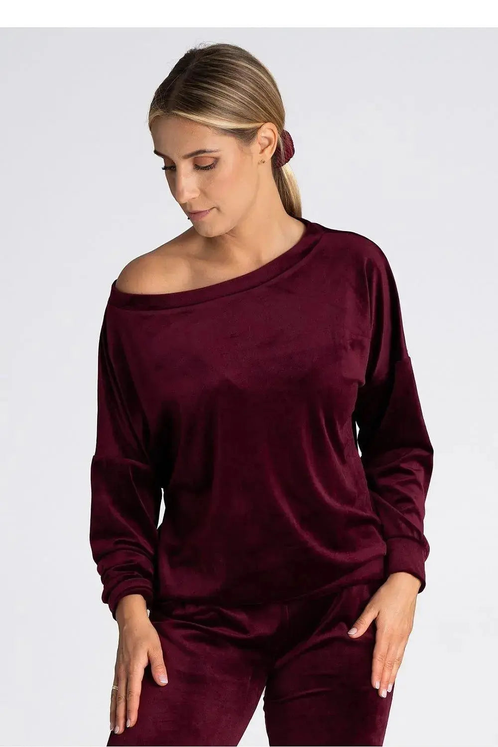 Figl boat neckline oversized blouse  Adomoo
