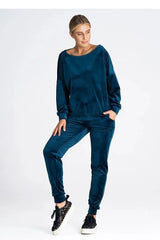 Figl elastic waistband velour pants  Adomoo