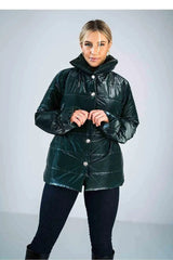 Figl high collar quilted hip-length jacket  Adomoo