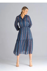 Figl midi length, flared, lined dress  Adomoo