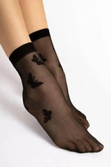 Fiore thin and transparent socks in a pattern of butterflies  Adomoo