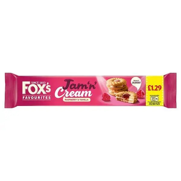 Fox's Favourites Jam 'n' Cream Raspberry & Vanilla 150g (Case of 12)  Adomoo