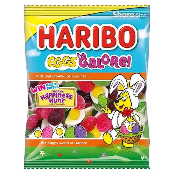 HARIBO Eggs Galore Fruit Flavour Jelly & Foam Sweets Sharing Bag 140g (Case of 12)  Adomoo