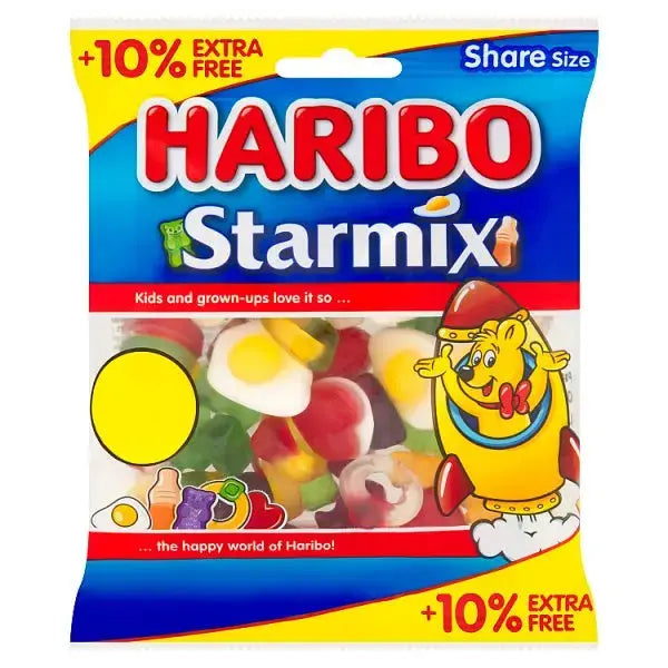 HARIBO Starmix Fruit & Cola Flavour Jelly & Foam Sweets Sharing Bag 154g (Case of 12)  Adomoo