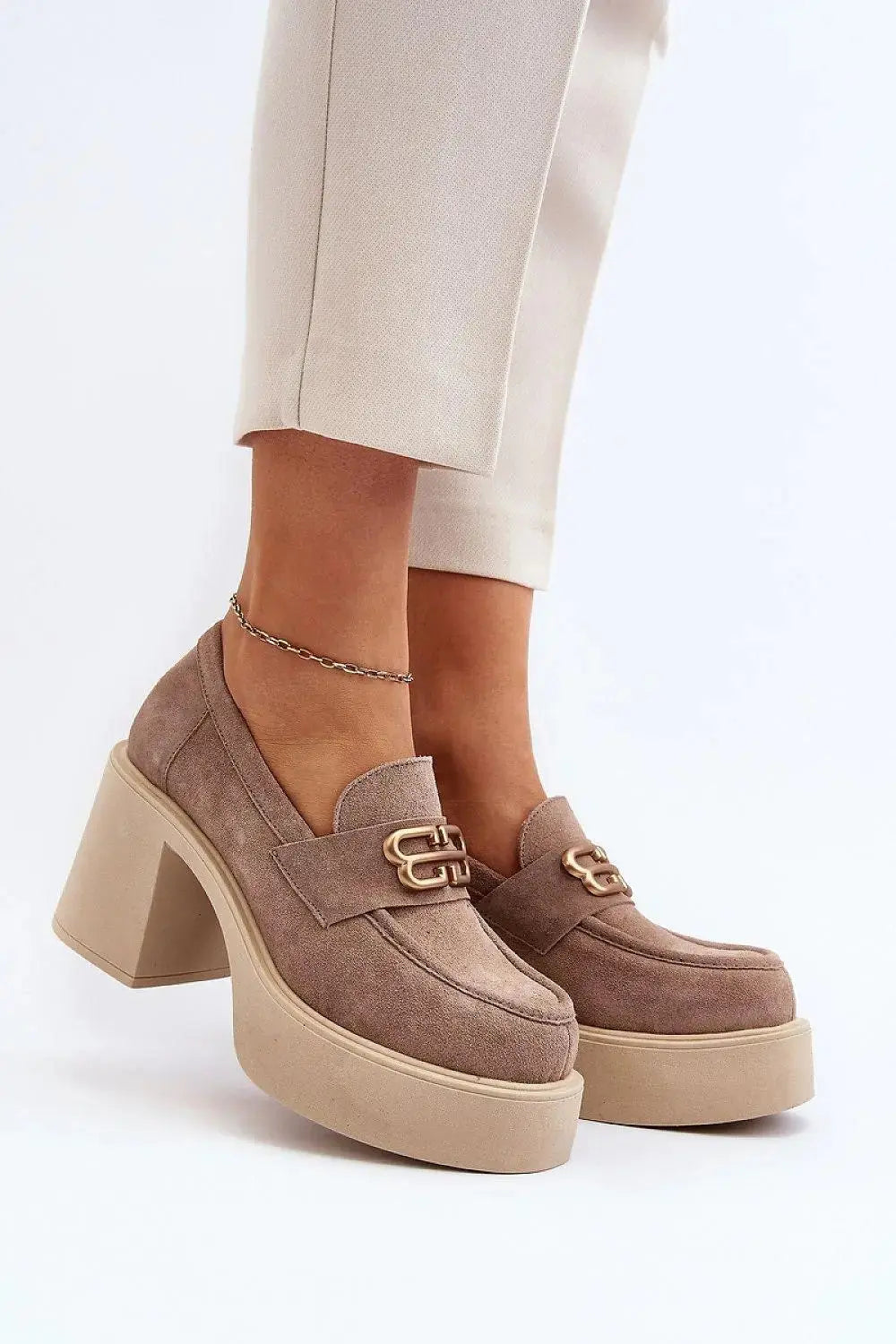 Step in style Women's heeled semi-boots with an upper made of eco-suede  Adomoo