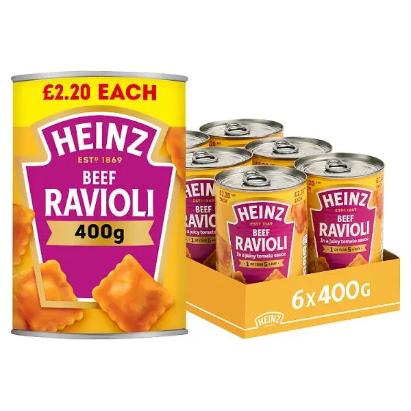 Heinz Beef Ravioli in Tomato Sauce PMP 400g (Case of 6)  Adomoo