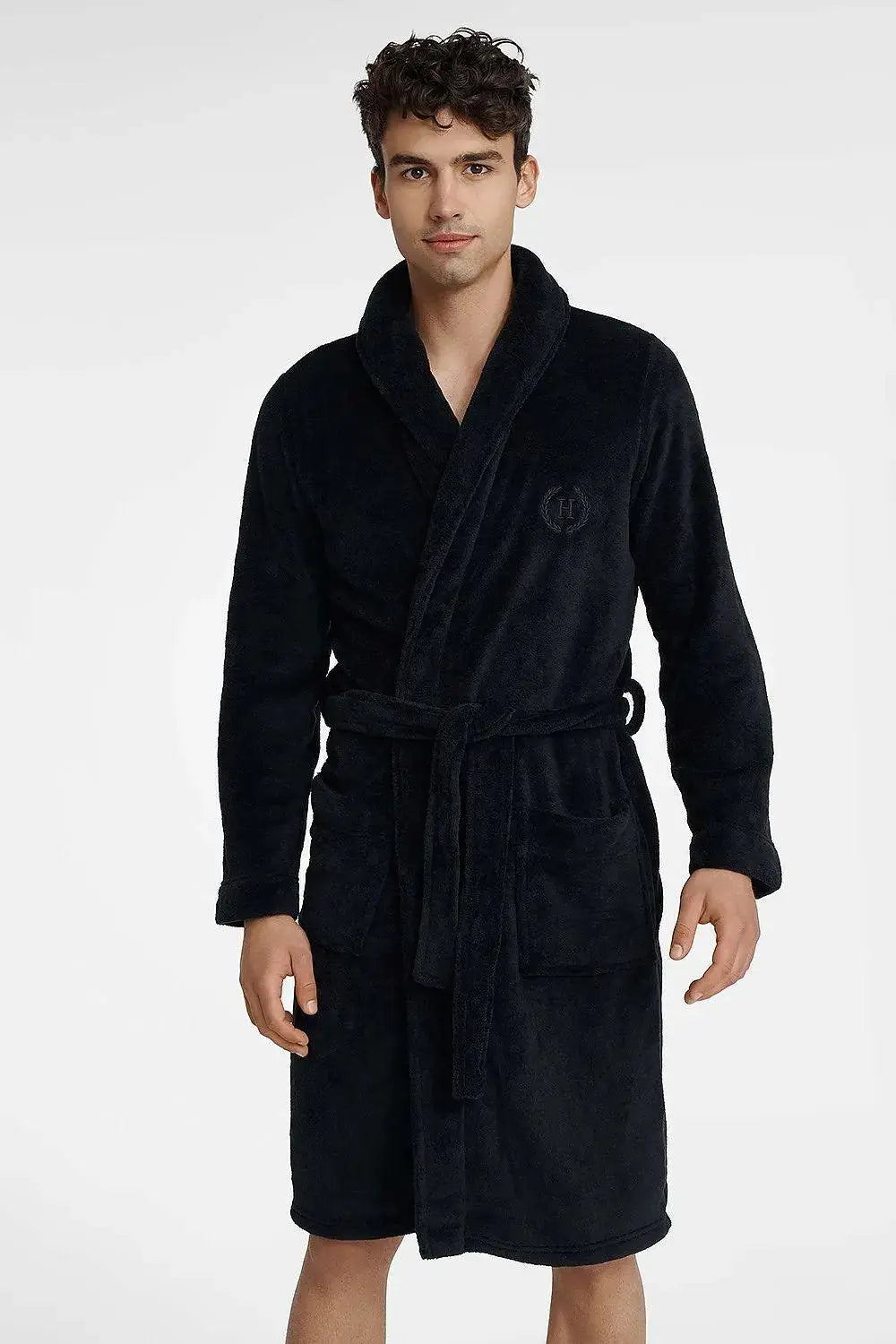 Henderson black men's bathrobe  Adomoo