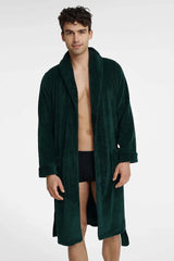 Henderson deep dark green men's bathrobe  Adomoo