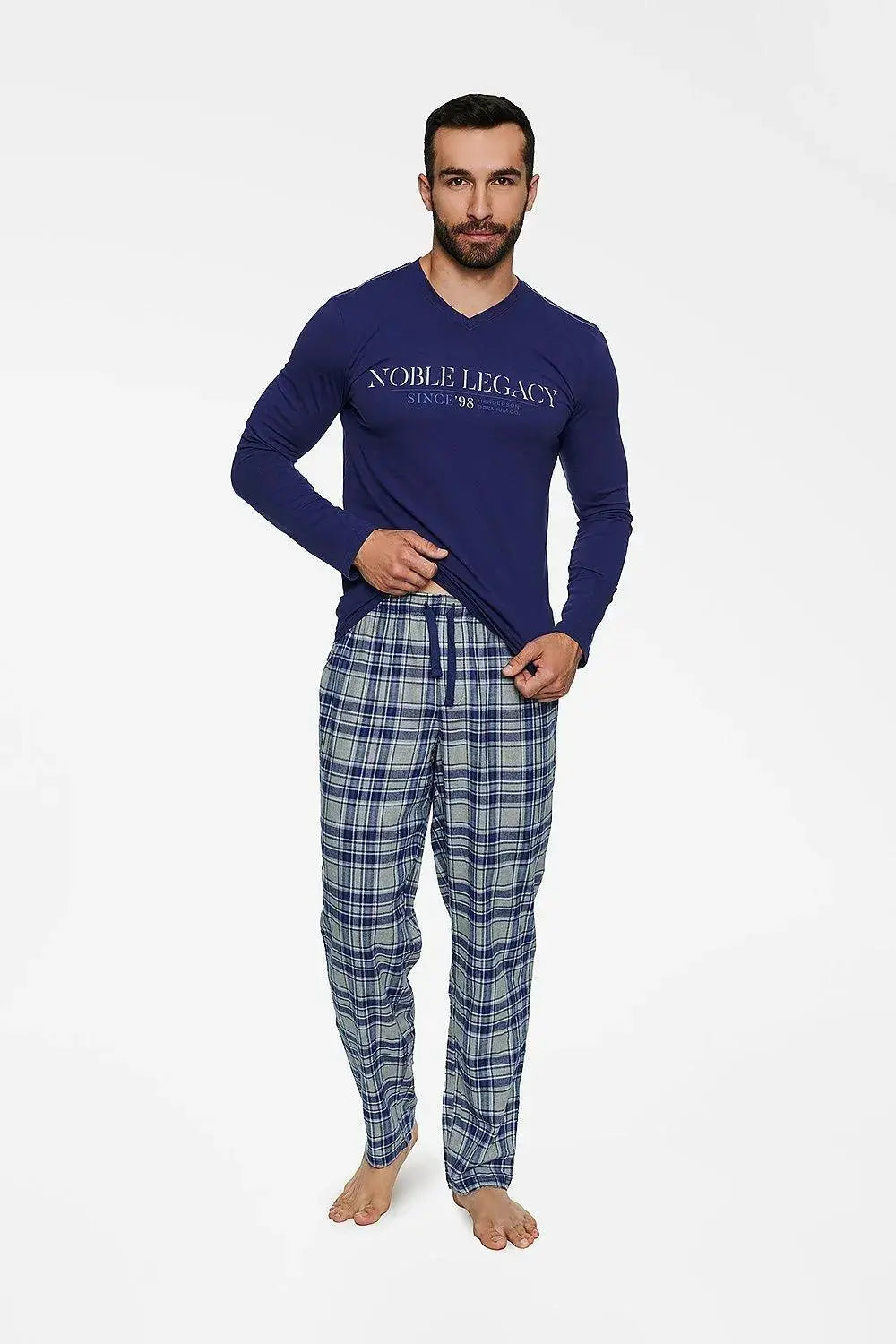 Henderson long-sleeve blouse and long pants men's pajamas  Adomoo