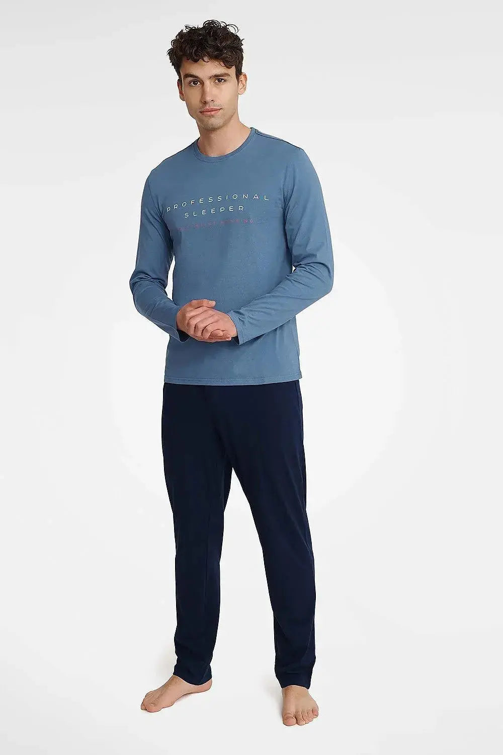Henderson long sleeves and half-round neckline men's pajamas  Adomoo