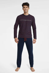 Henderson long sleeves and half-round neckline t-shirt and pants Men's pajamas  Adomoo