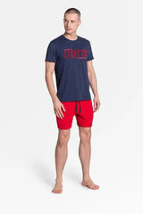 Henderson navy blue and red men's pajamas  Adomoo