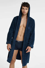 Henderson navy blue men's bathrobe  Adomoo