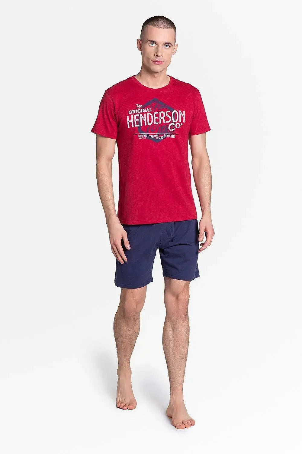 Henderson red-navy blue men's pajama  Adomoo