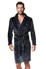 Henderson ribbed pattern and darker colours  bathrobe  Adomoo