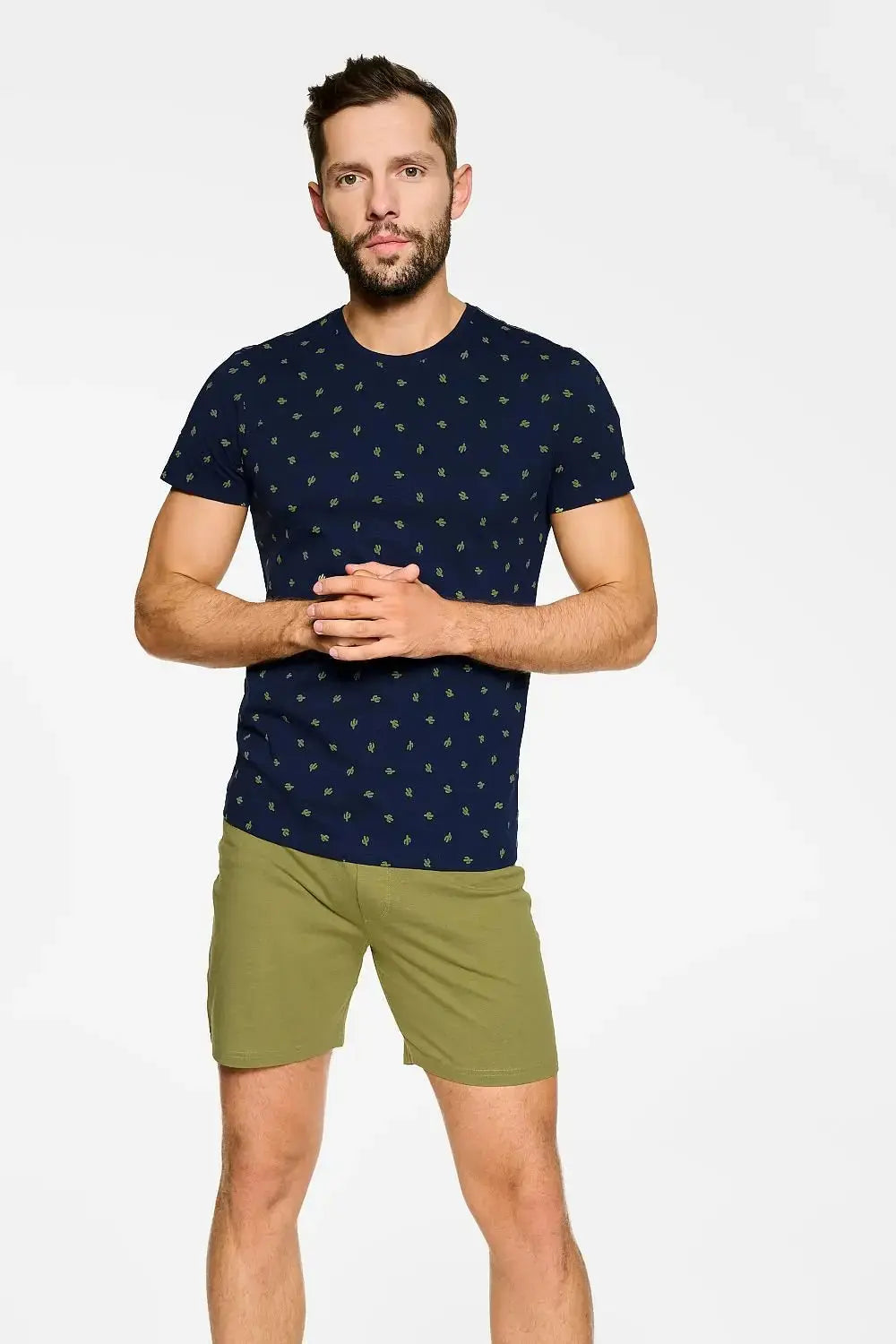 Henderson sleeves T-shirt and knee-length shorts men's pajamas  Adomoo