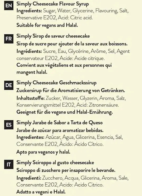 Honesty Sales Simply Cheesecake Syrup  Adomoo