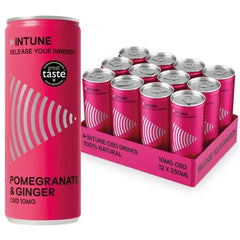 INTUNE CBD Pomegranate & Ginger CBD Drink 12 x 250ml Cans  Adomoo