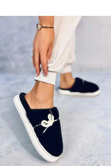 Inello Women's fur slippers with a bow  Adomoo