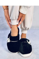 Inello Women's fur slippers with a bow  Adomoo