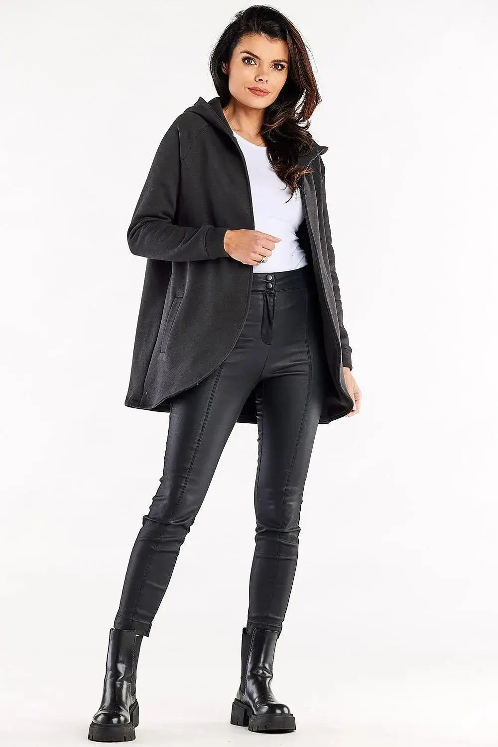 Infinite You hood and long sleeves unbuttoned sweatshirt  Adomoo