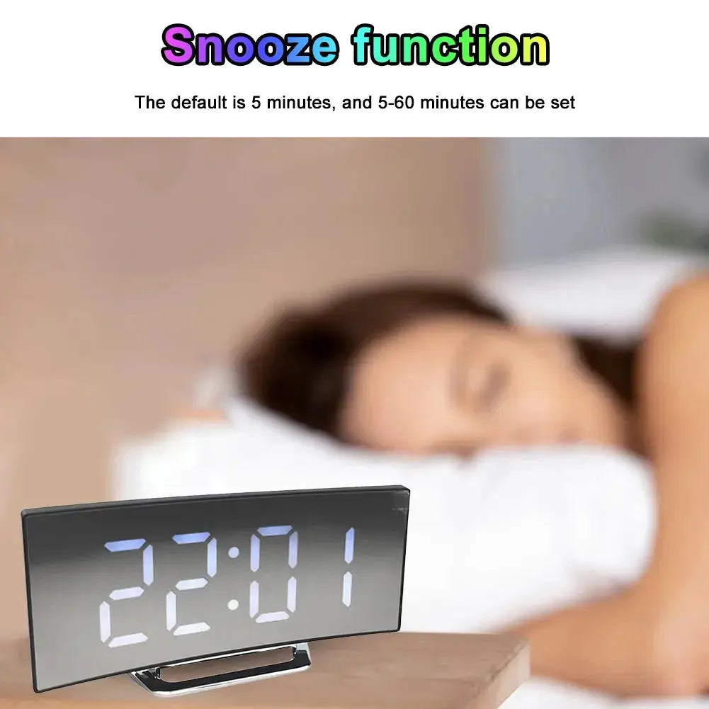 Intelligent Electric Alarm Clock USB Charging Rectangle Table Clock Multi-function 12/24 Hours Living Room Bedroom Dorm Clock  Adomoo