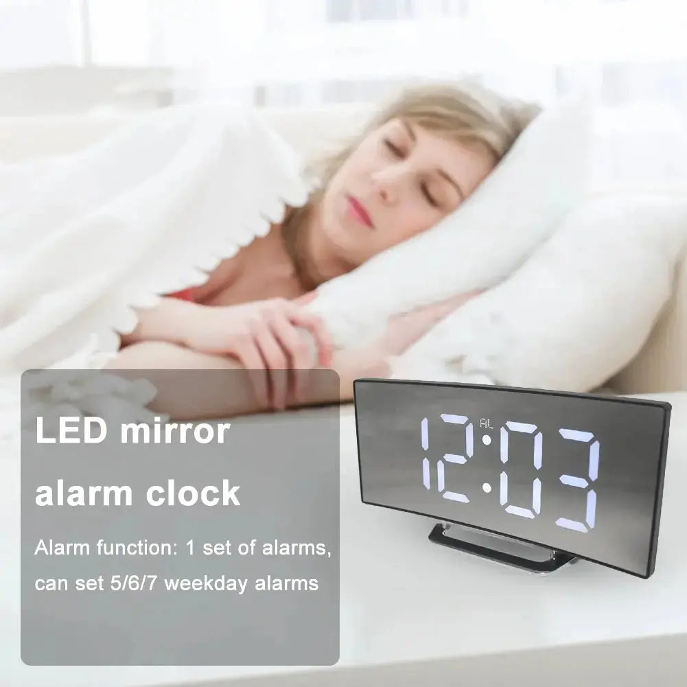 Intelligent Electric Alarm Clock USB Charging Rectangle Table Clock Multi-function 12/24 Hours Living Room Bedroom Dorm Clock  Adomoo
