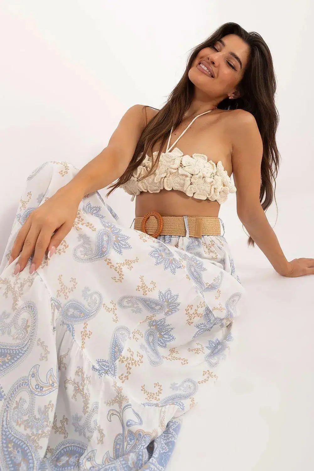 Italy Moda casual viscose long maxi skirt  Adomoo