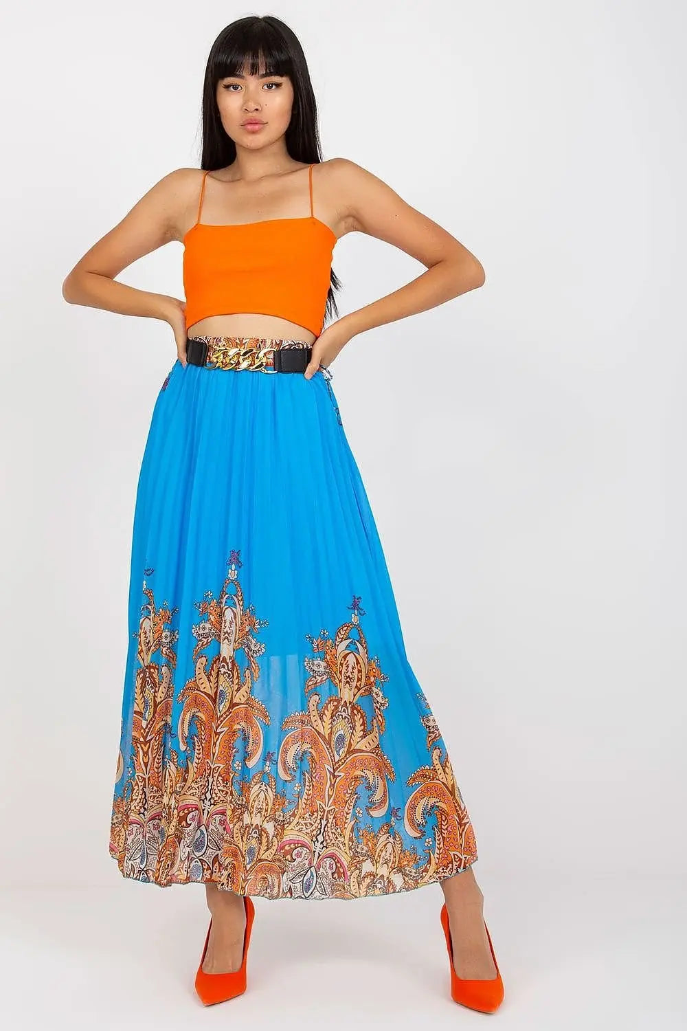 Italy Moda comfortable elastic waistband long skirt  Adomoo