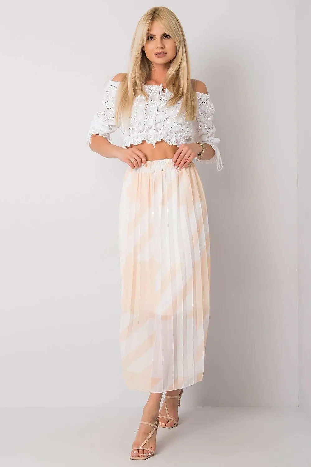 Italy Moda elastic waistband pleated skirt  Adomoo
