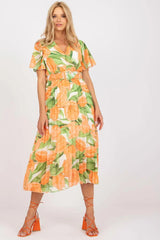 Italy Moda summer daydress with short sleeves in the form of frills  Adomoo