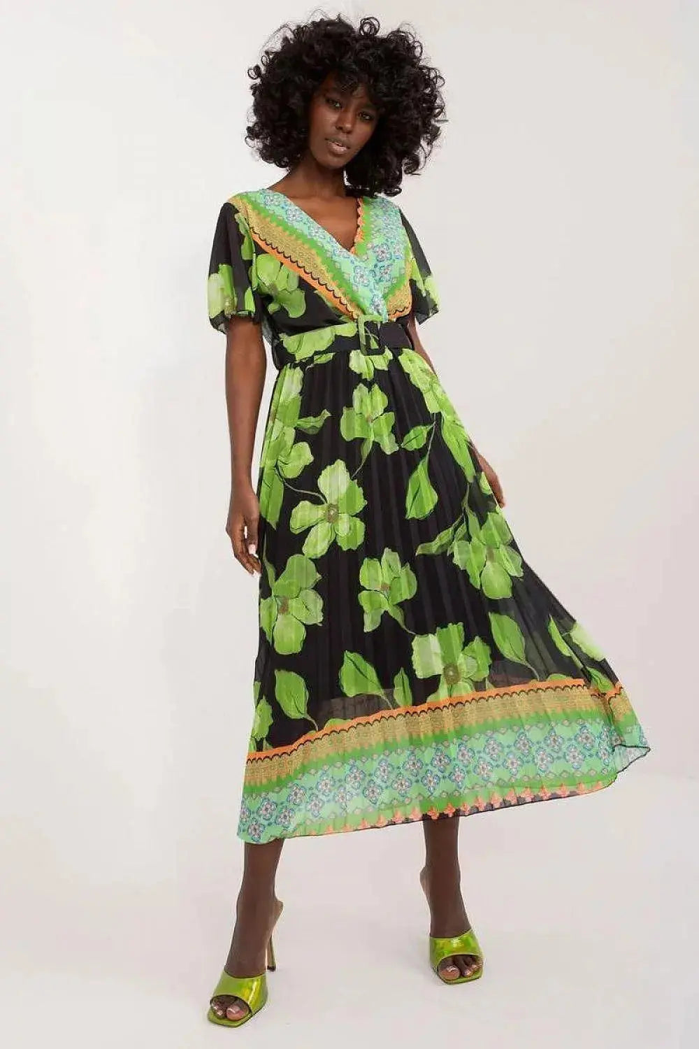 Italy Moda summer daydress with short sleeves in the form of frills  Adomoo