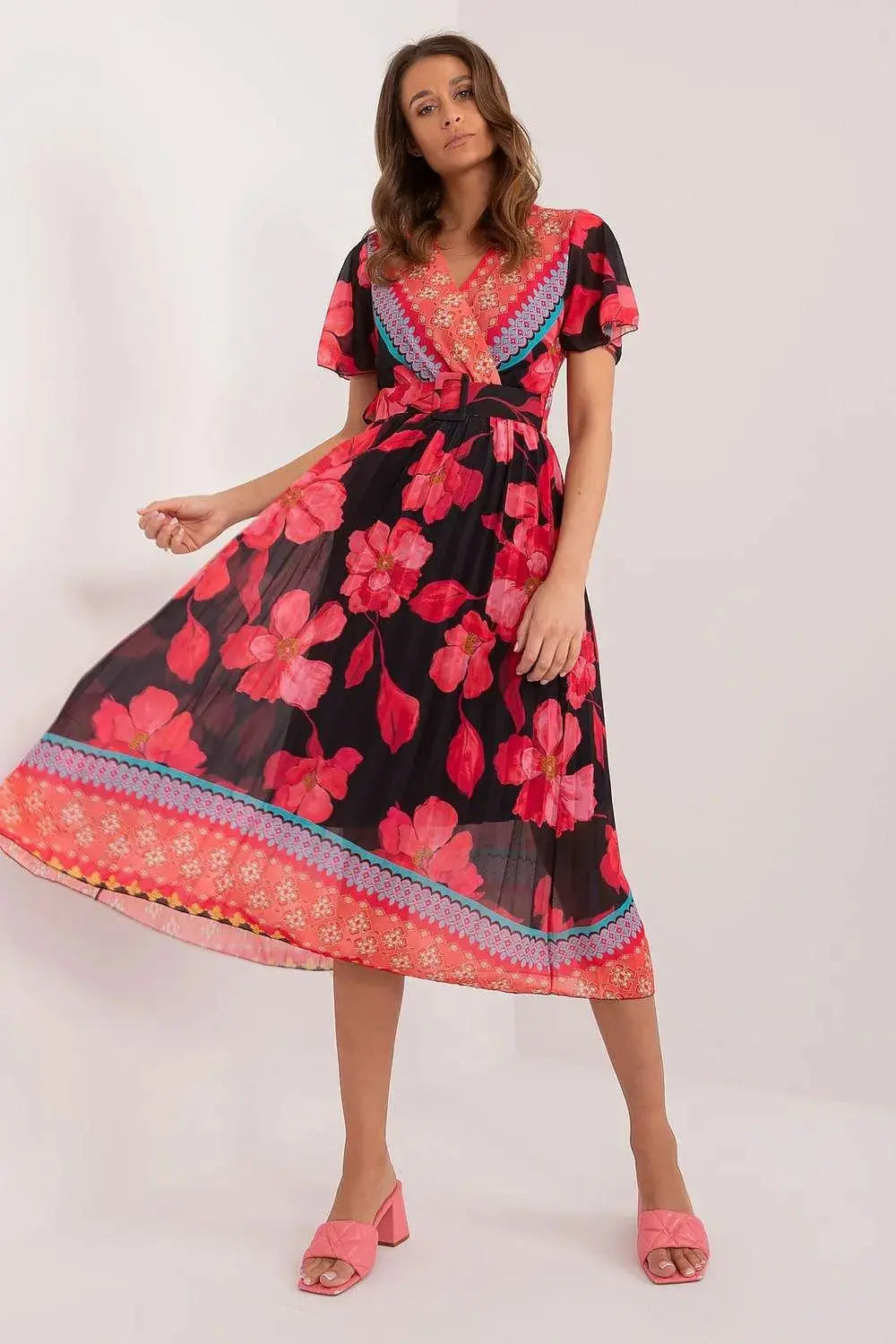 Italy Moda summer daydress with short sleeves in the form of frills  Adomoo