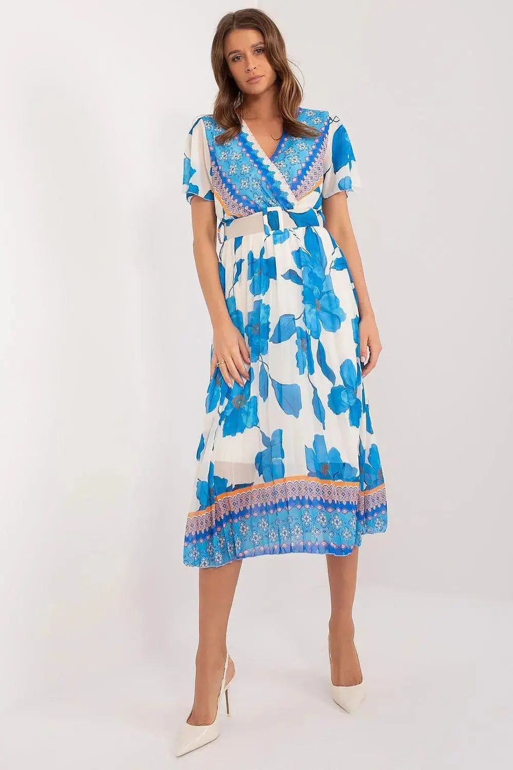 Italy Moda summer daydress with short sleeves in the form of frills  Adomoo