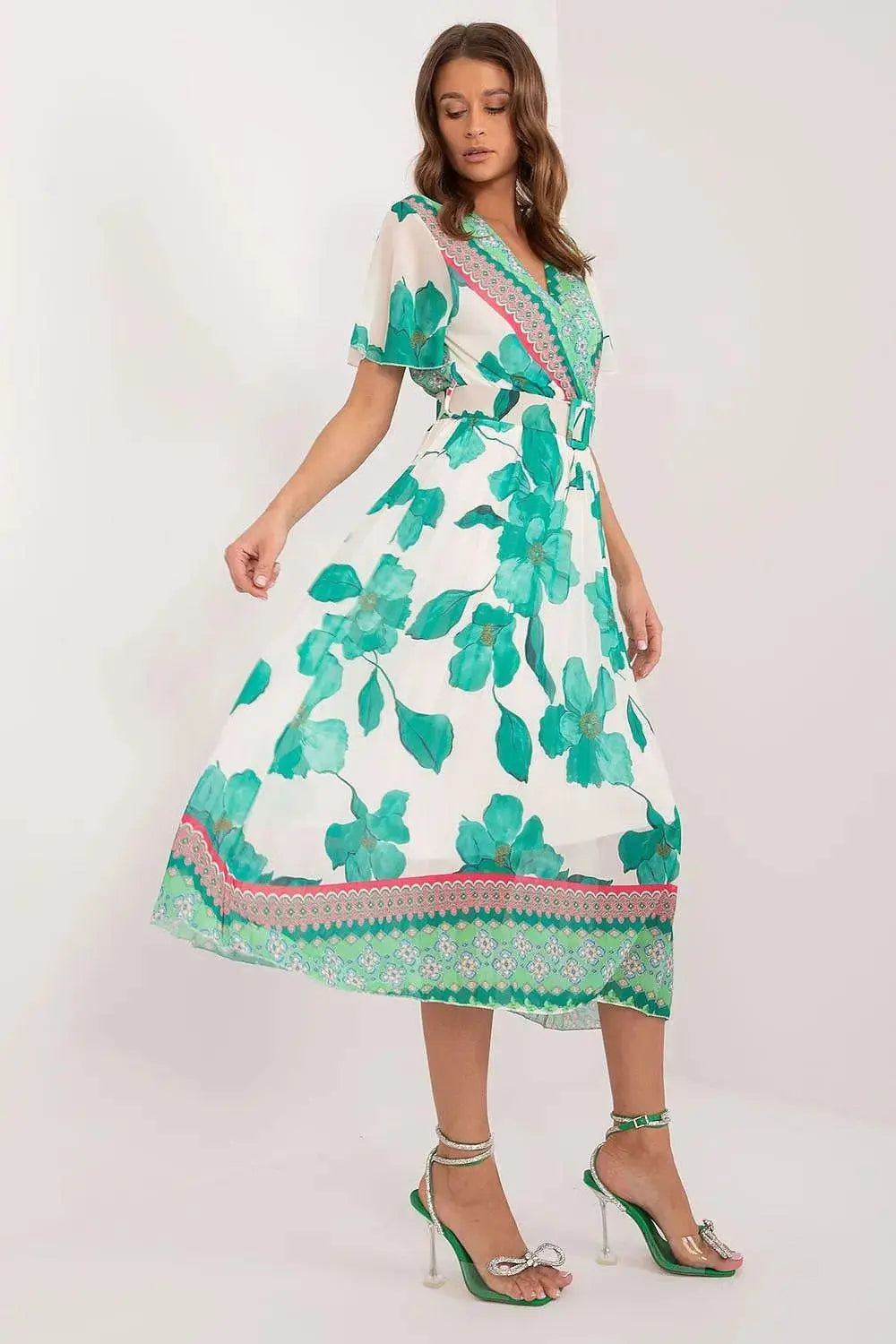 Italy Moda summer daydress with short sleeves in the form of frills  Adomoo
